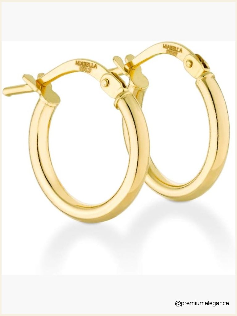 Italian 18k Gold Plated 925 Sterling Silver 2mm Round Tube Hoop Earrings